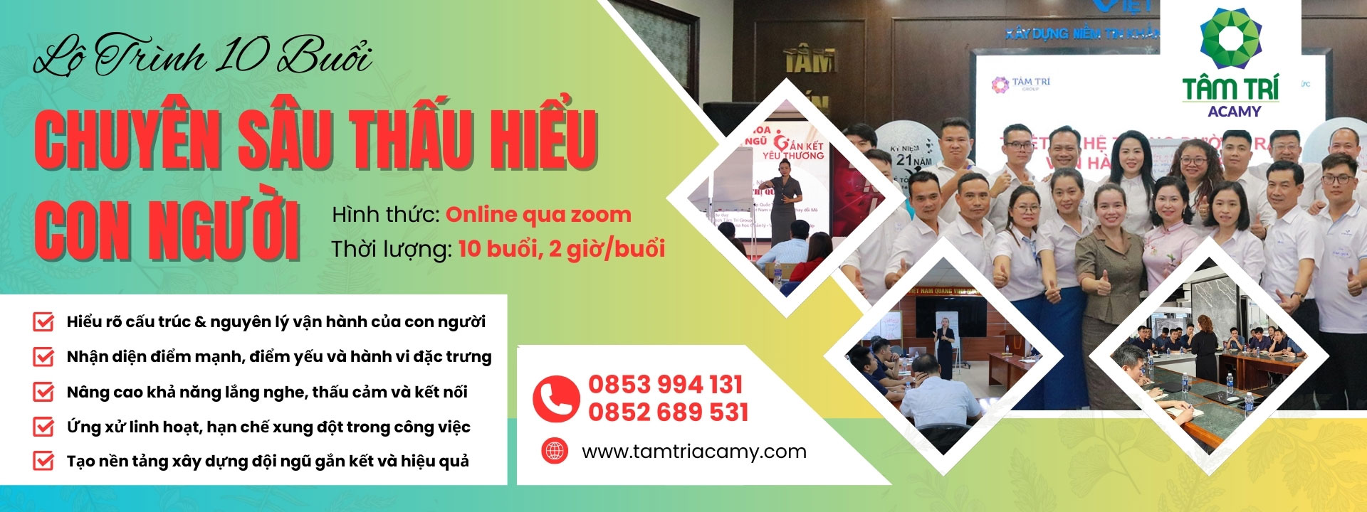 Lộ trình 10 buổi chuyên sâu thấu hiểu con người